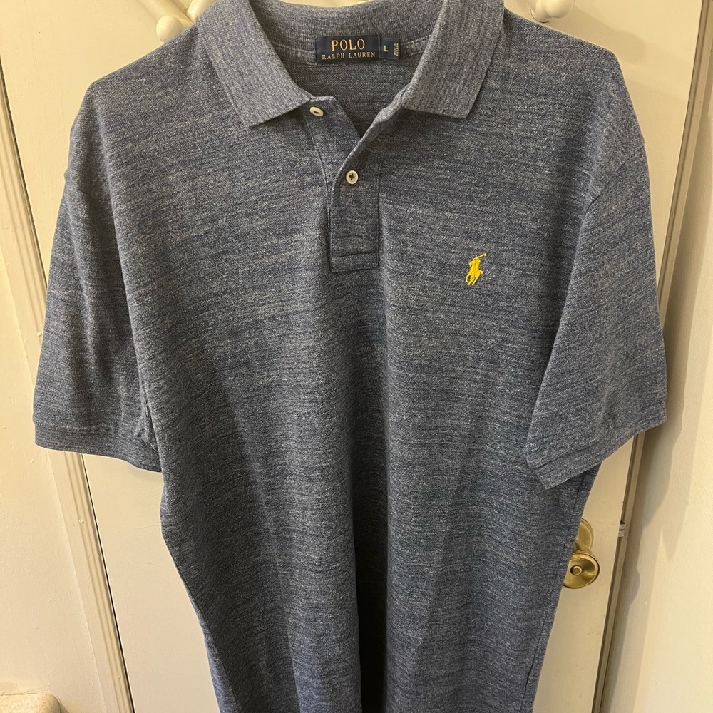 Polo shirt blue / grey size large